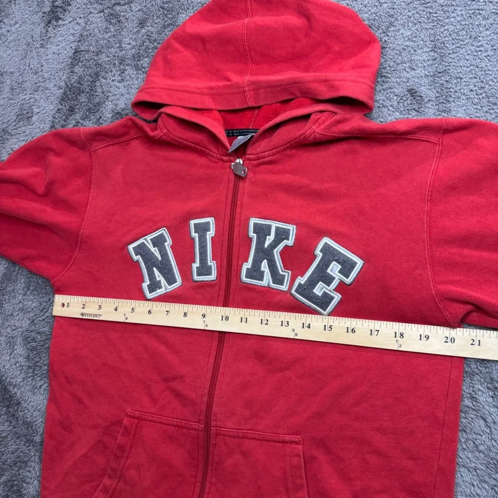 Nike Y2K Full Zip Hoodie Sweatshirt Collegiate Spellout Logo Size L 14-16